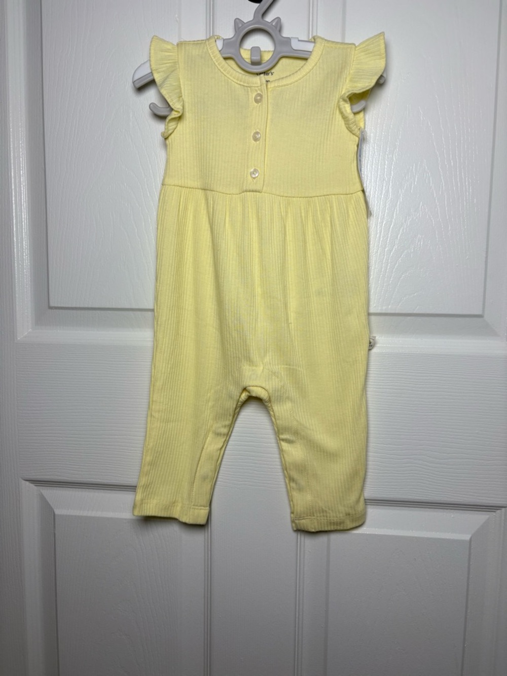 Carter’s Baby Girl Yellow Ribbed Flutter Sleeve Romper 6M NWT